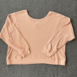 Aeropostale Waffle Knit Sweater Sz S Dusty Rose Loungewear Slouchy Activewear